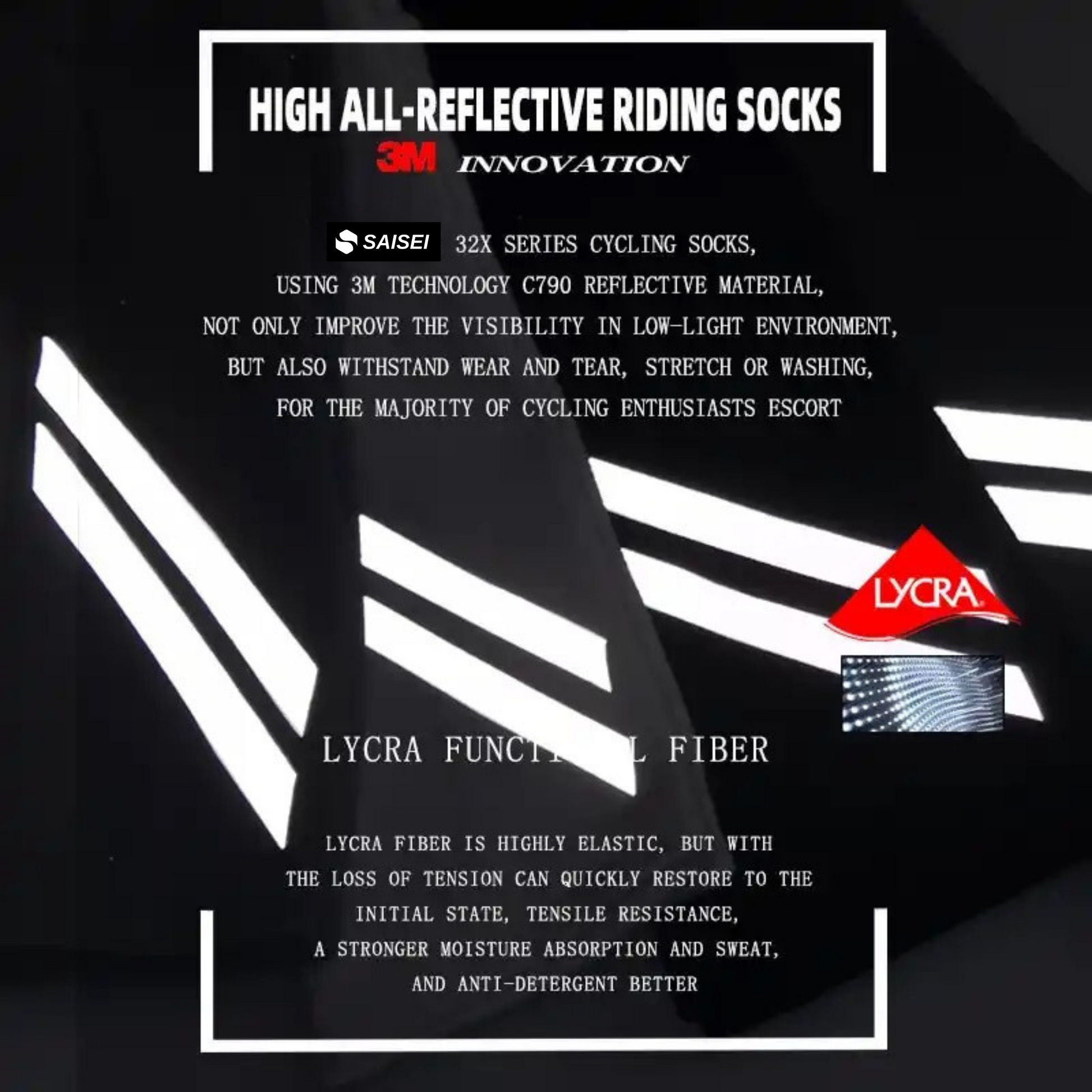Reflective socks 02 White Saisei - Saisei Socks