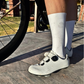 Calze aerodinamiche da ciclismo bianche con scarpino