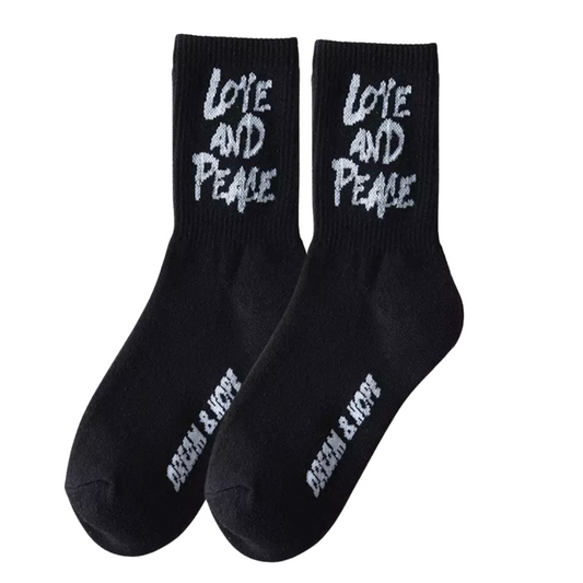 Love and peace schwarze socken saisei